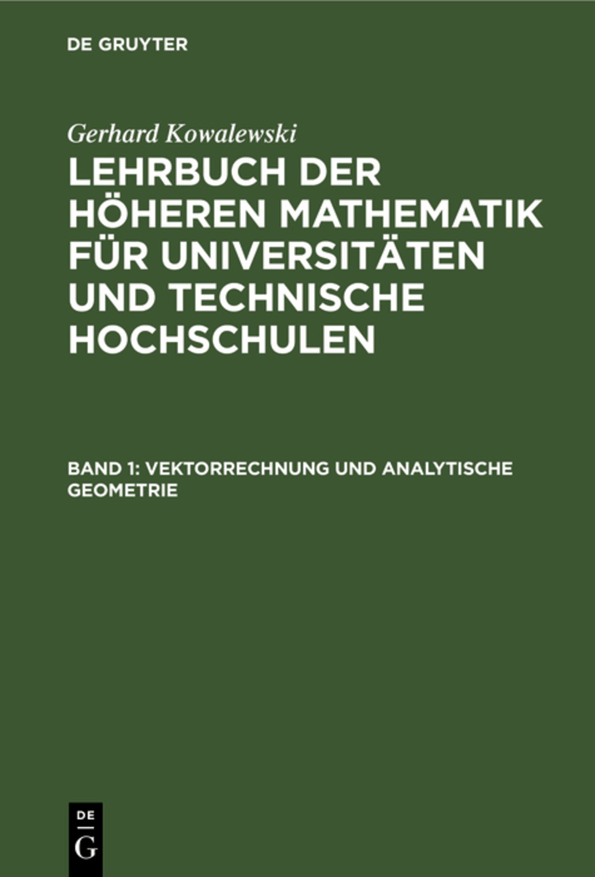 Cover image for Vektorrechnung und analytische Geometrie ISBN 9783111249605