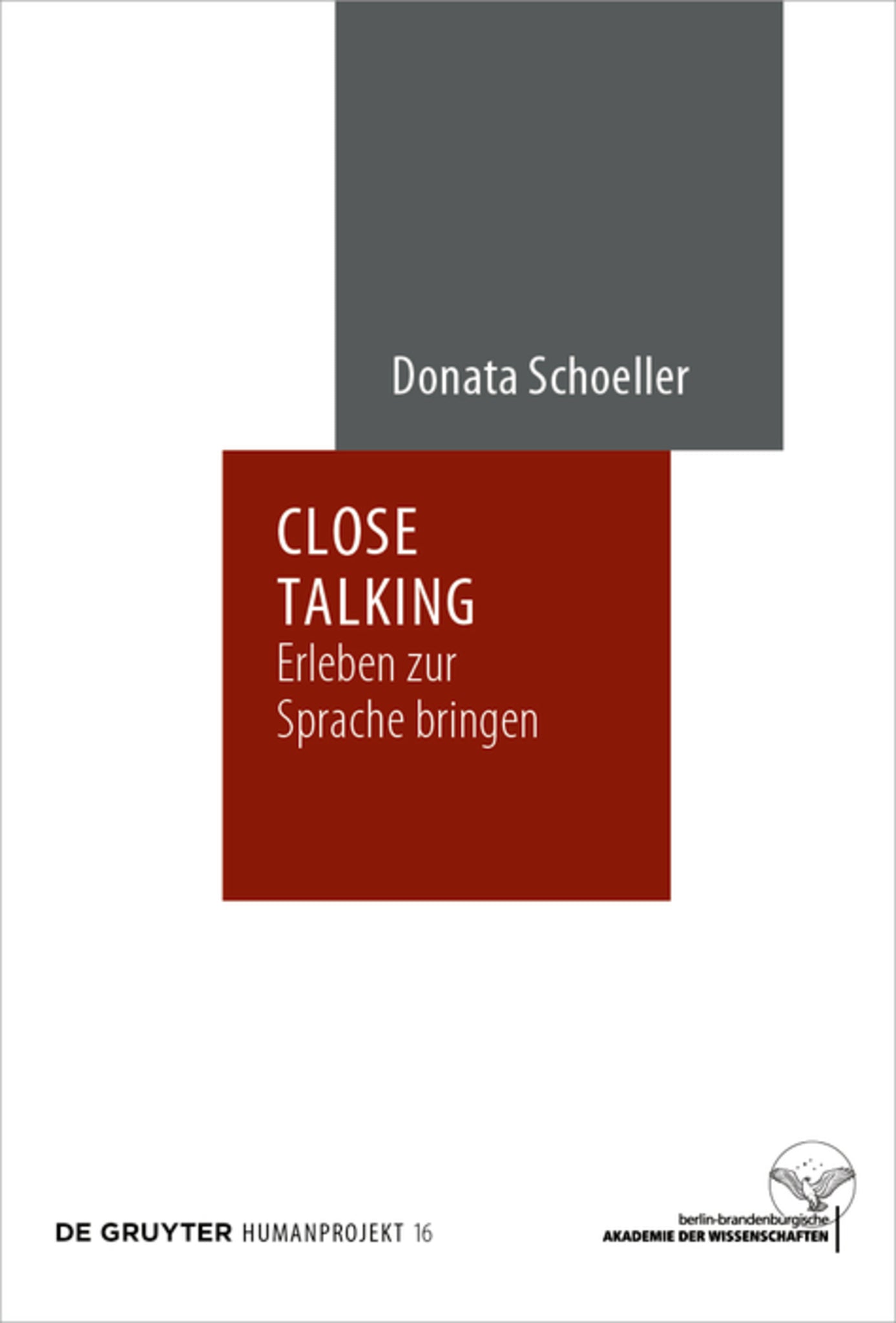 Cover image for Close Talking ISBN 9783110601619