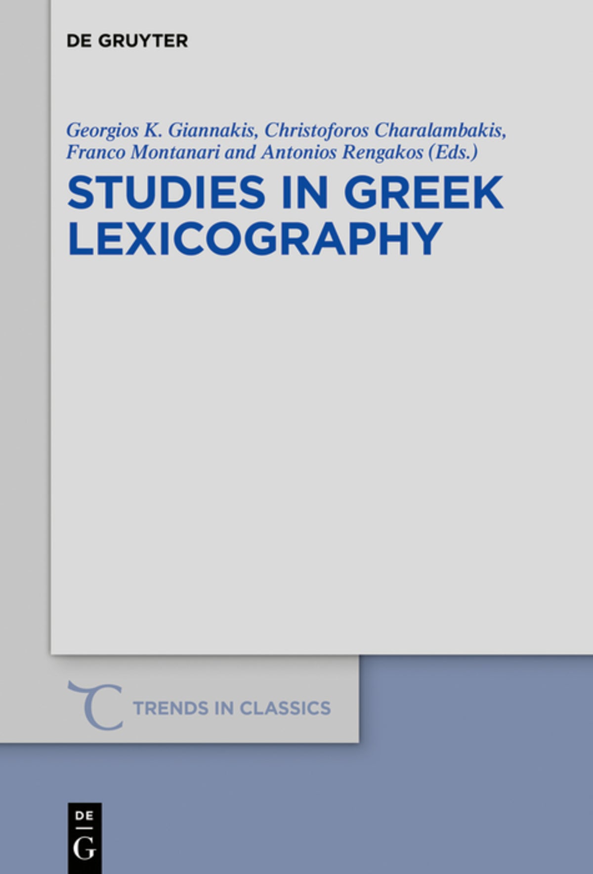 Cover image for Studies in Greek Lexicography ISBN 9783110621570