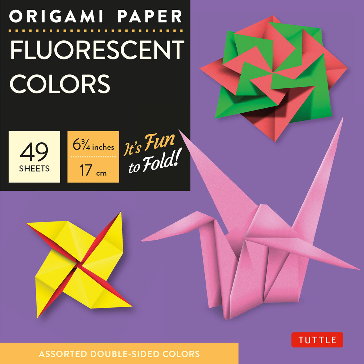 Cover image for Origami Paper - Fluorescent Colors - 6 3/4" - 48 Sheets ISBN 9780804855891