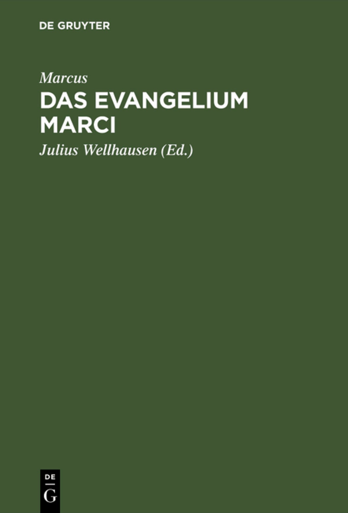 Cover image for Das Evangelium Marci ISBN 9783111129396