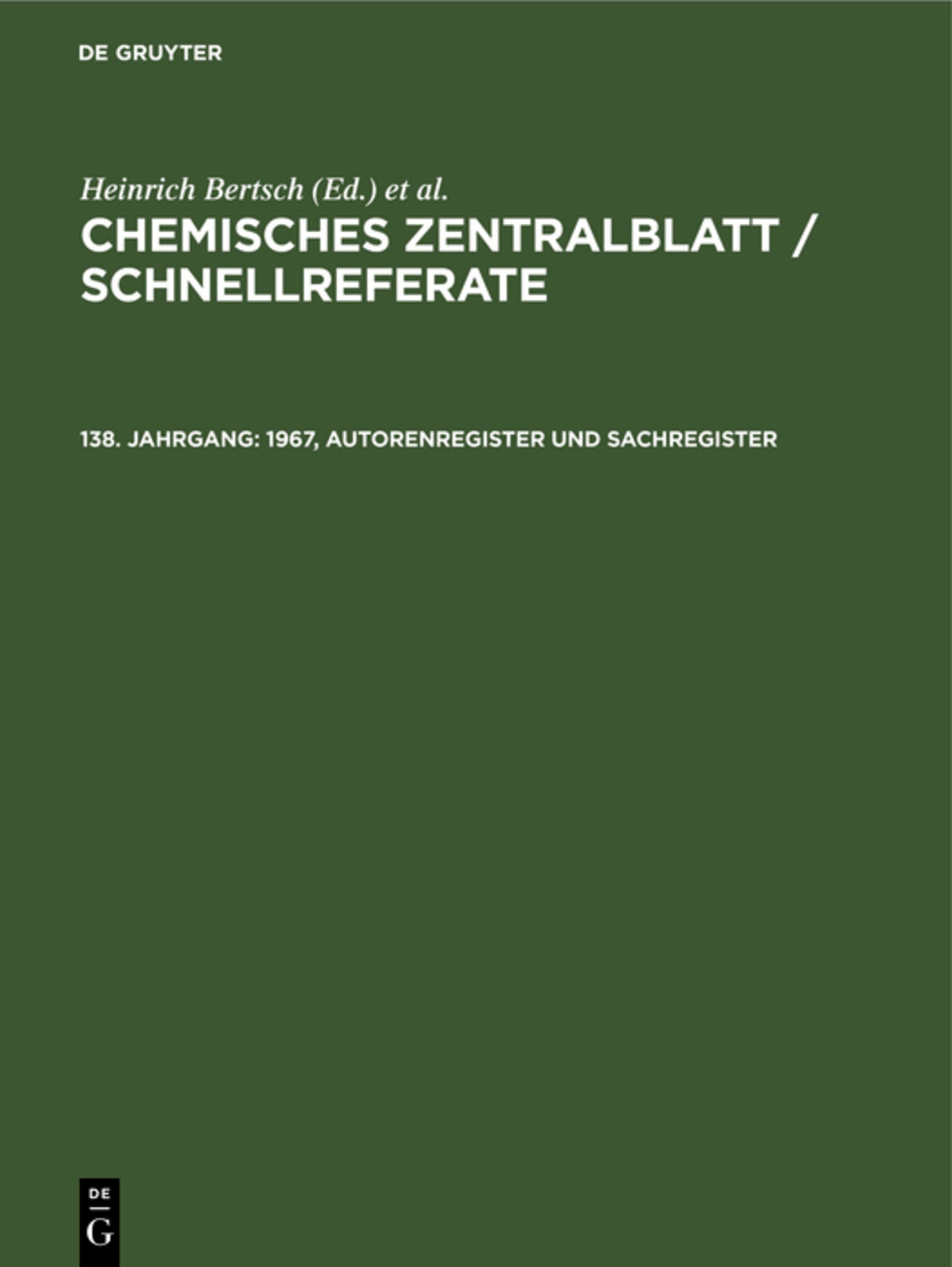 1967, Autorenregister und Sachregister