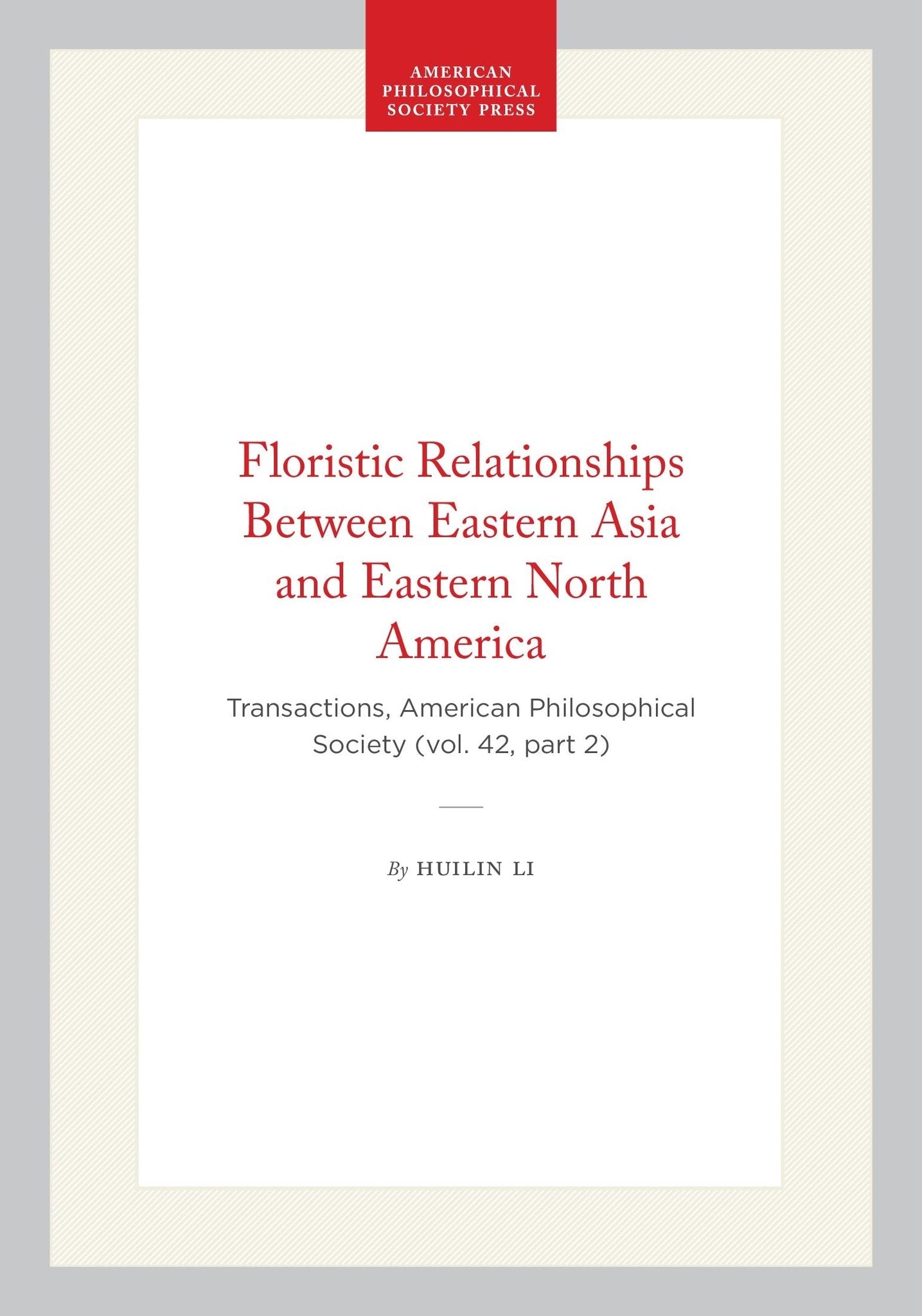 Floristic Relationships Between Eastern Asia and Eastern North America