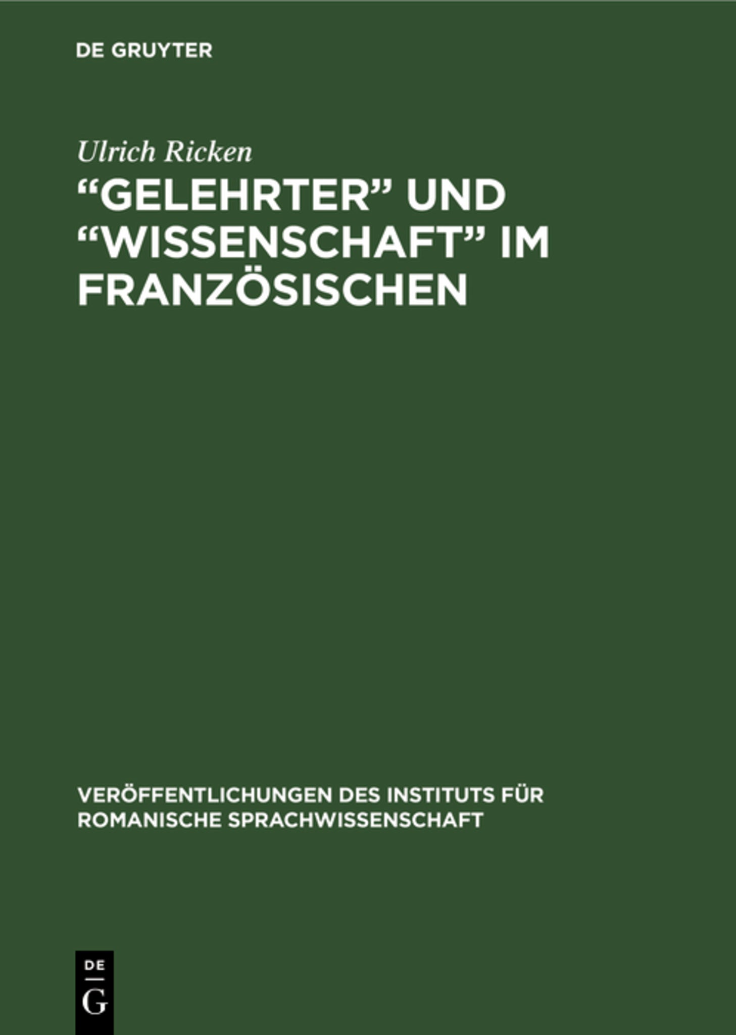 „Gelehrter“ und „Wissenschaft“ im Französischen