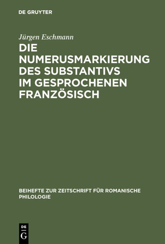 Die Numerusmarkierung des Substantivs im gesprochenen Französisch