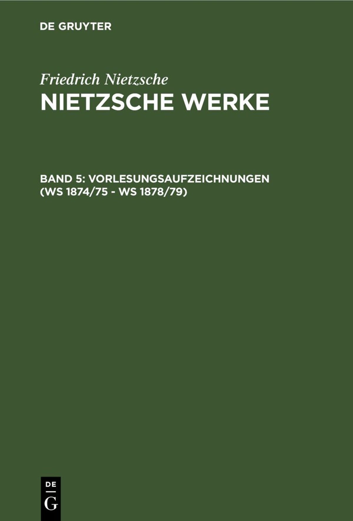 Vorlesungsaufzeichnungen (WS 1874/75 - WS 1878/79)