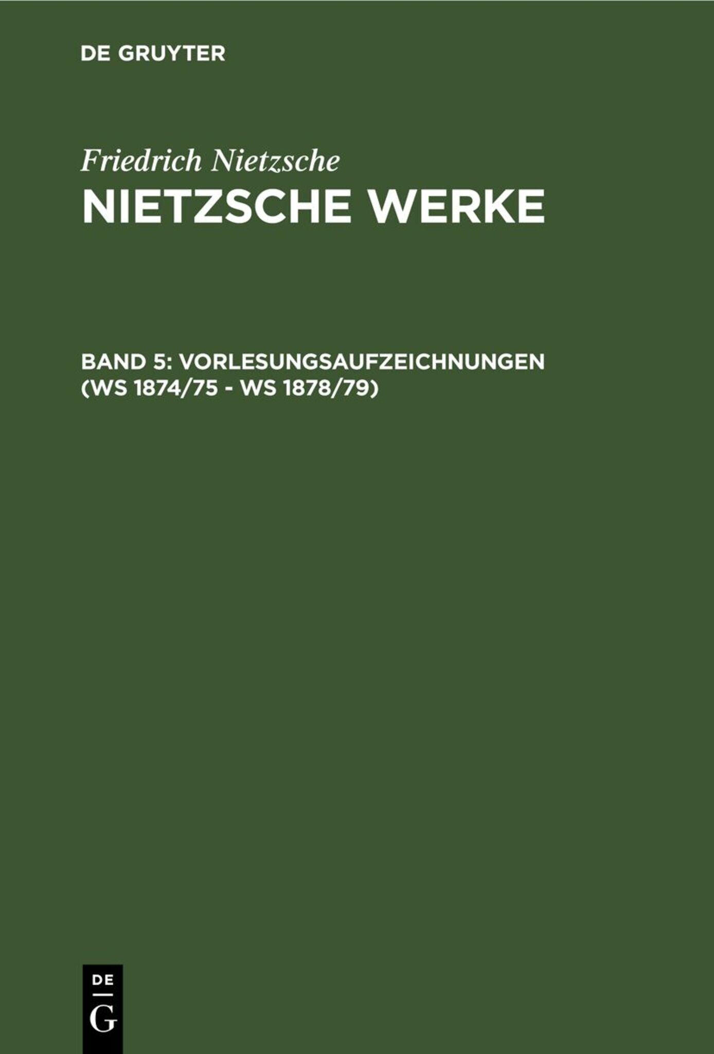 Vorlesungsaufzeichnungen (WS 1874/75 - WS 1878/79)