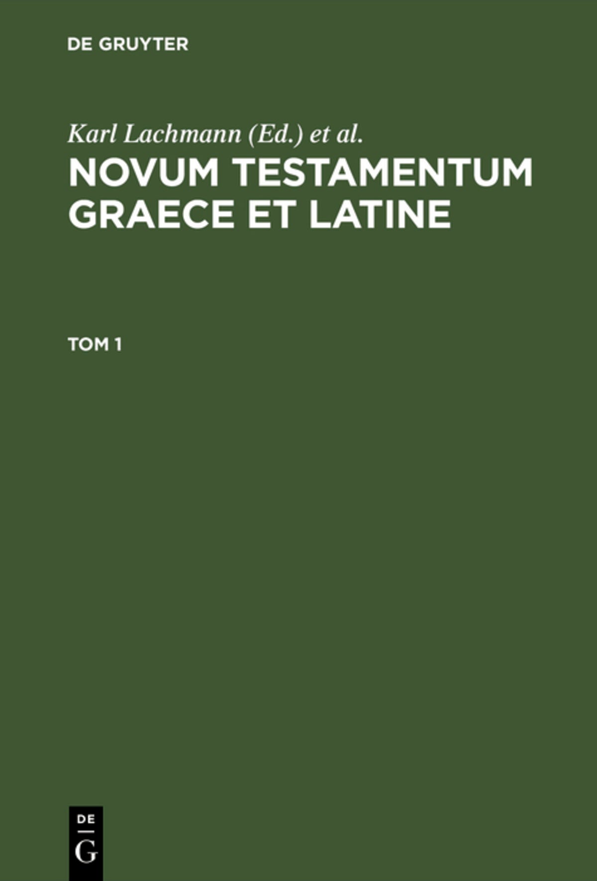 Cover image for Novum Testamentum Graece et Latine. Tom 1 ISBN 9783111044033
