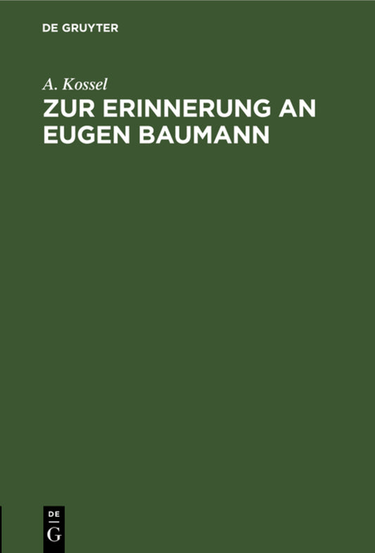 Zur Erinnerung an Eugen Baumann