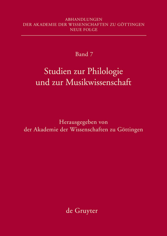 Studien zur Philologie und zur Musikwissenschaft