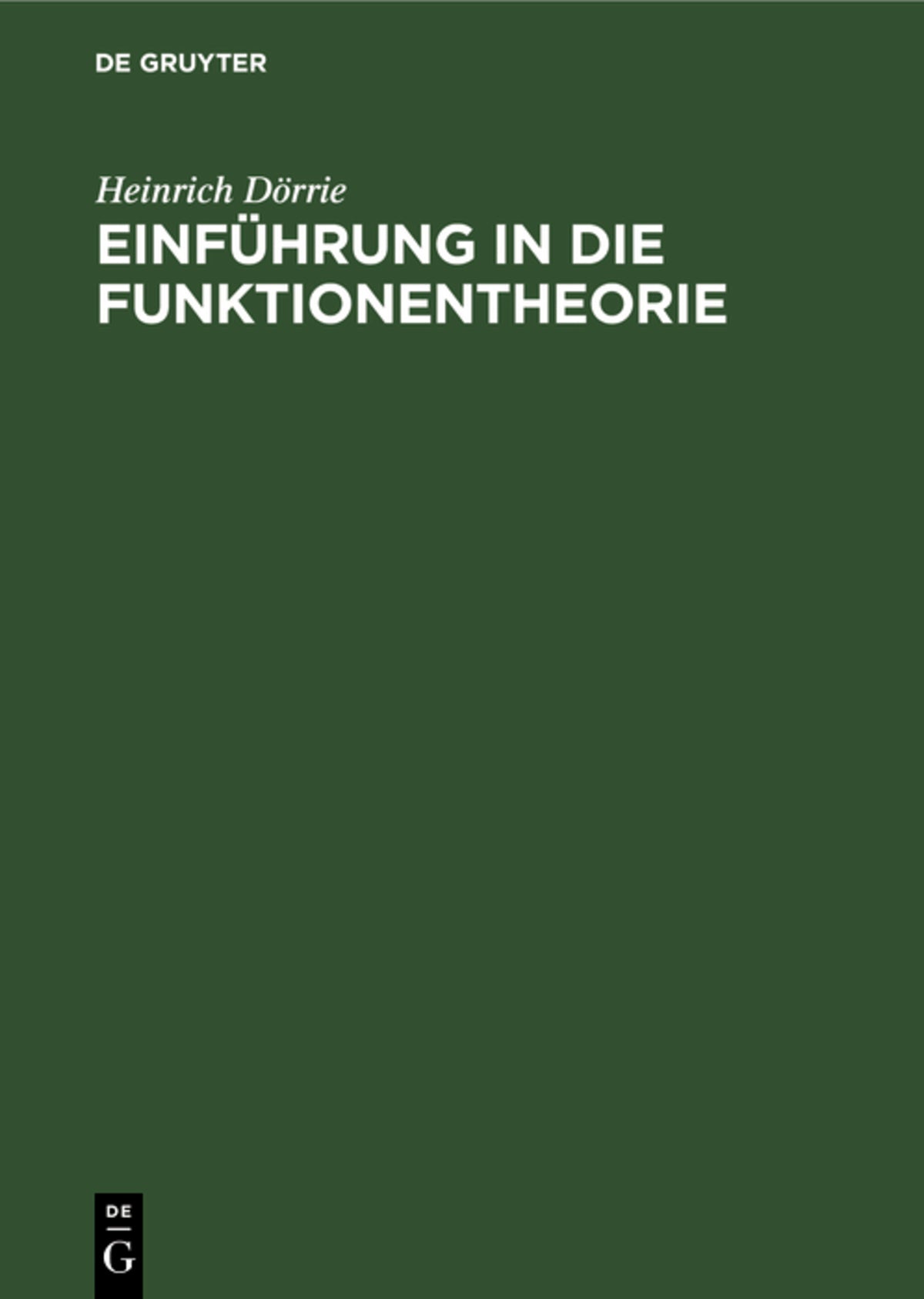 Cover image for Einführung in die Funktionentheorie ISBN 9783486779288
