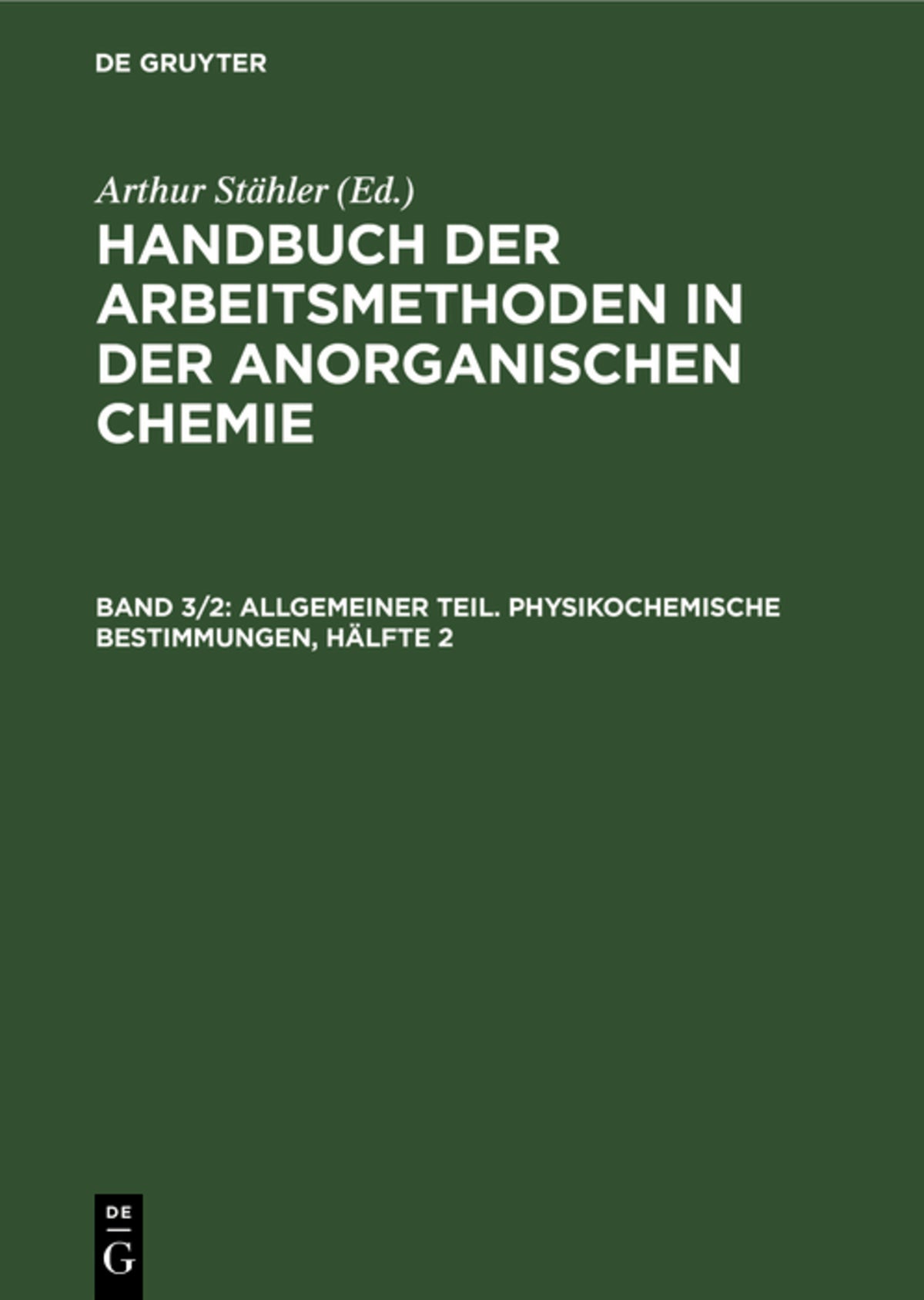 Cover image for Allgemeiner Teil. Physikochemische Bestimmungen, Hälfte 2 ISBN 9783112331613
