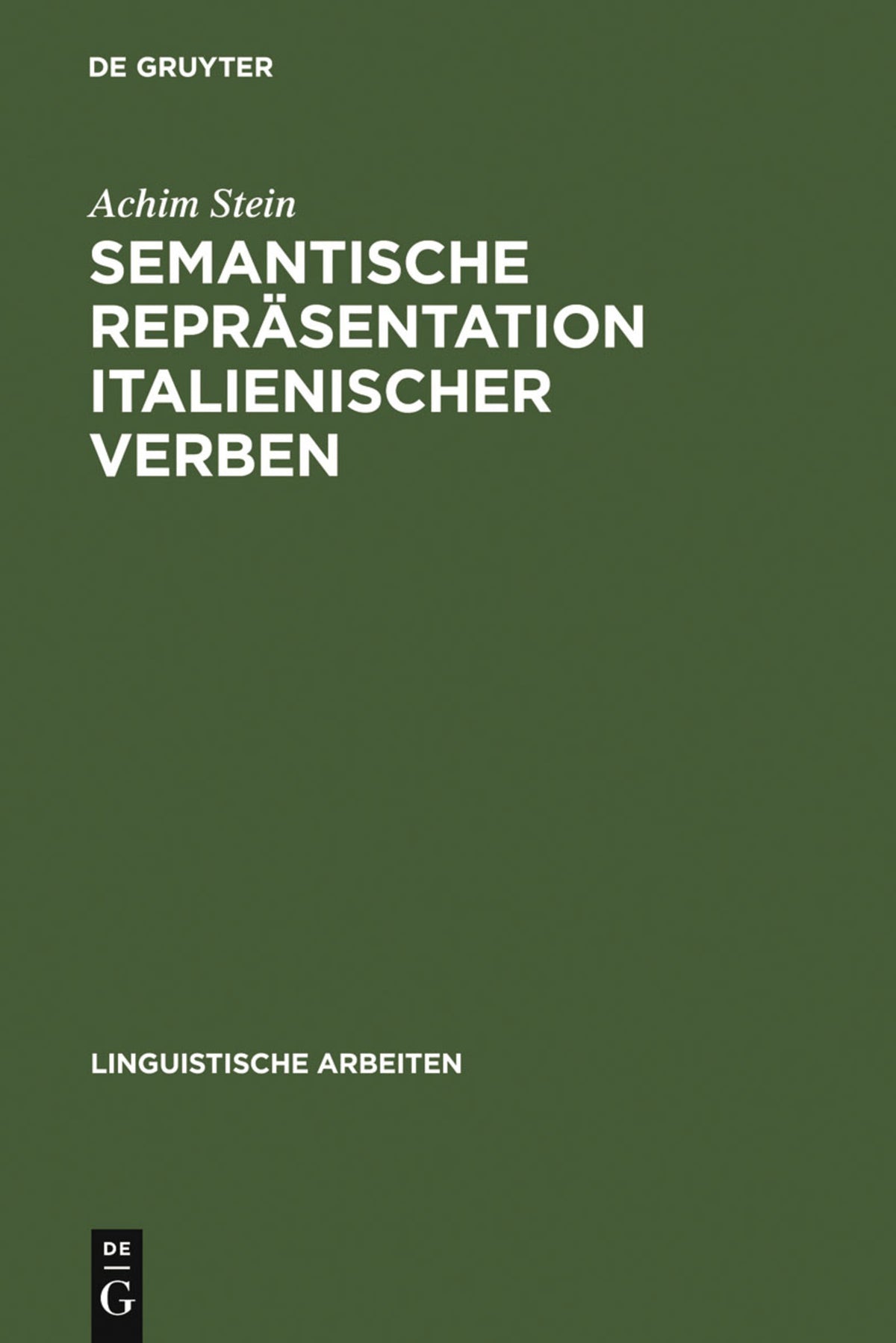 Cover image for Semantische Repräsentation italienischer Verben ISBN 9783484304994