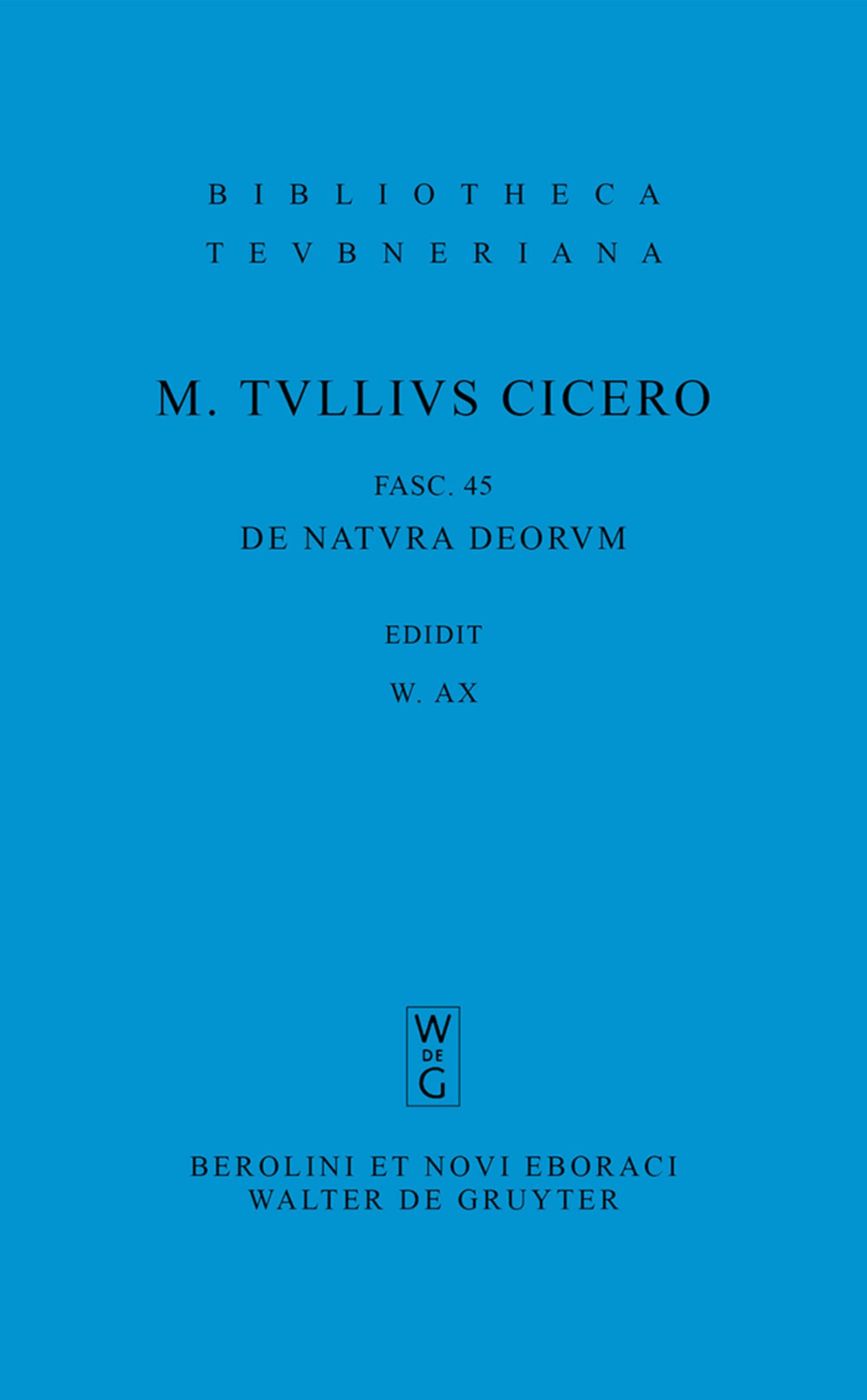 Cover image for De natura deorum ISBN 9783110208436