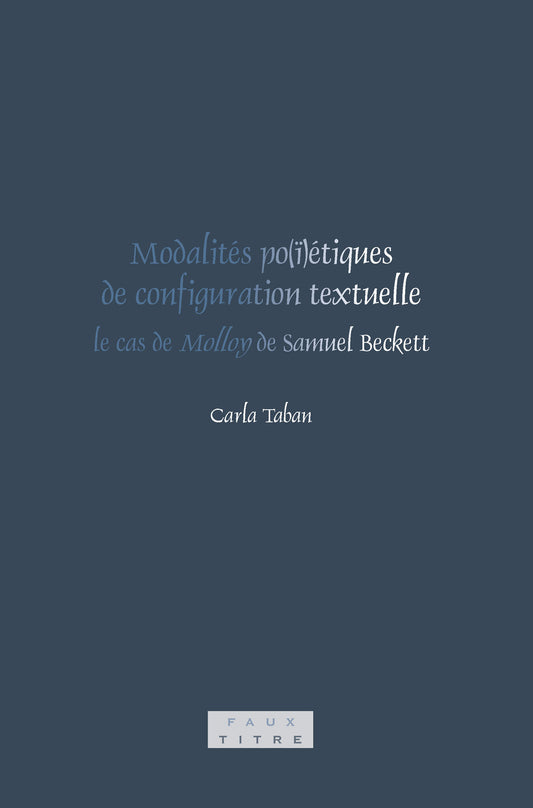 Modalités po(ï)étiques de configuration textuelle: le cas de Molloy de Samuel Beckett