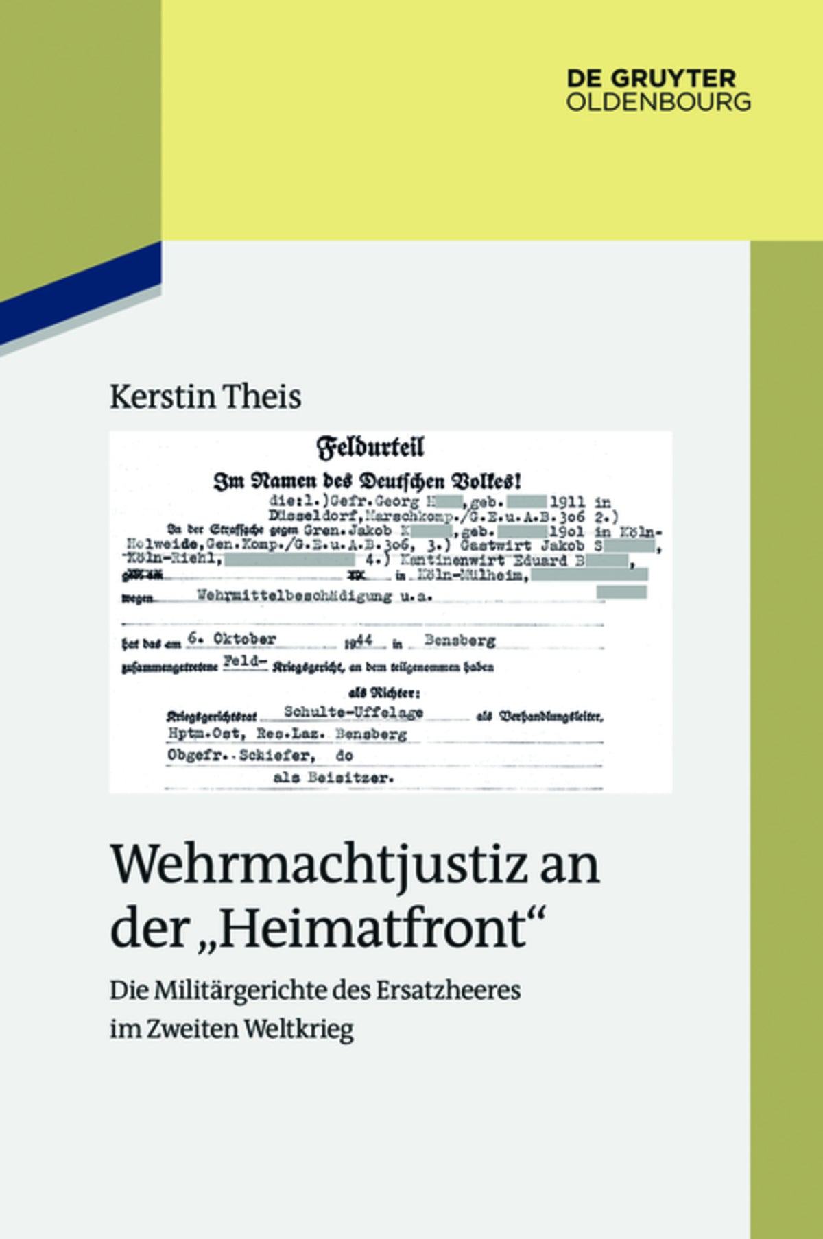 Cover image for Wehrmachtjustiz an der "Heimatfront" ISBN 9783110405583