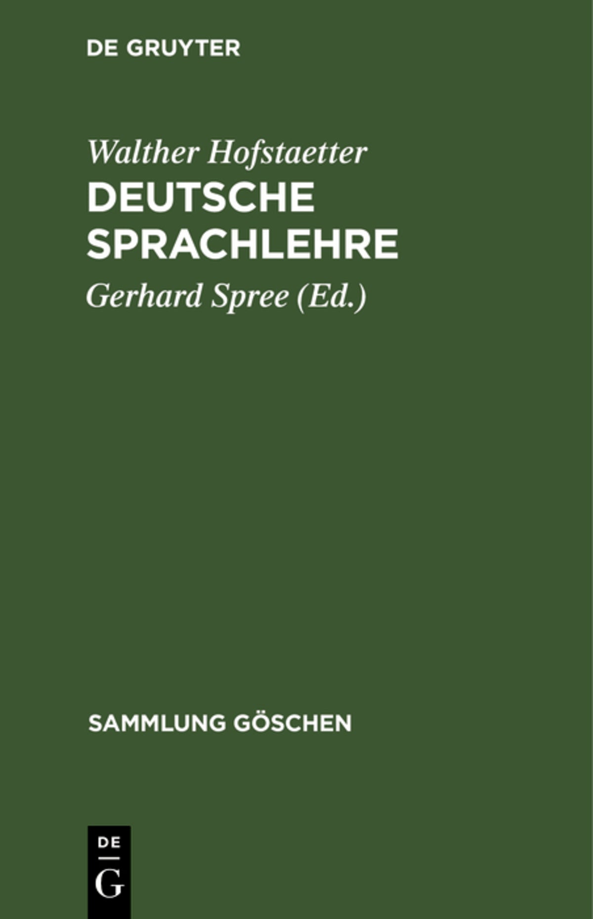 Cover image for Deutsche Sprachlehre ISBN 9783111009735