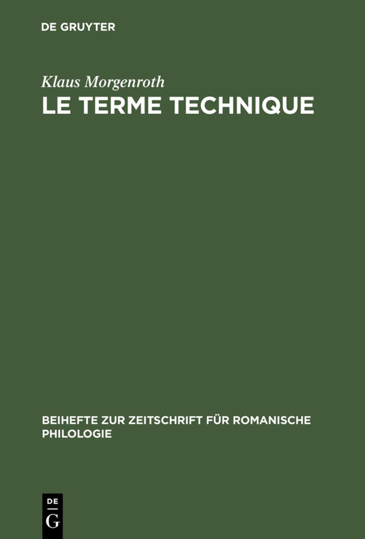 Cover image for Le terme technique ISBN 9783484522503