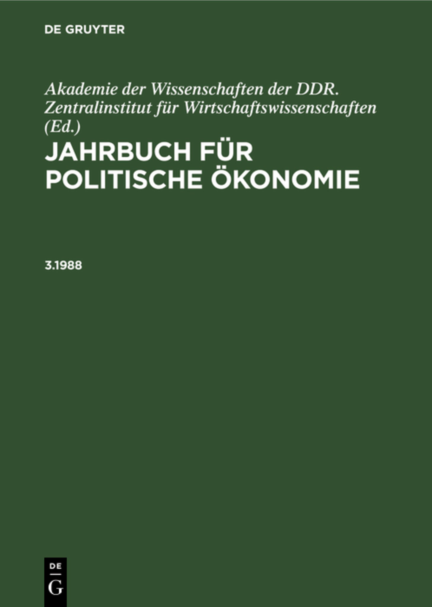 Jahrbuch für politische Ökonomie. 3.1988