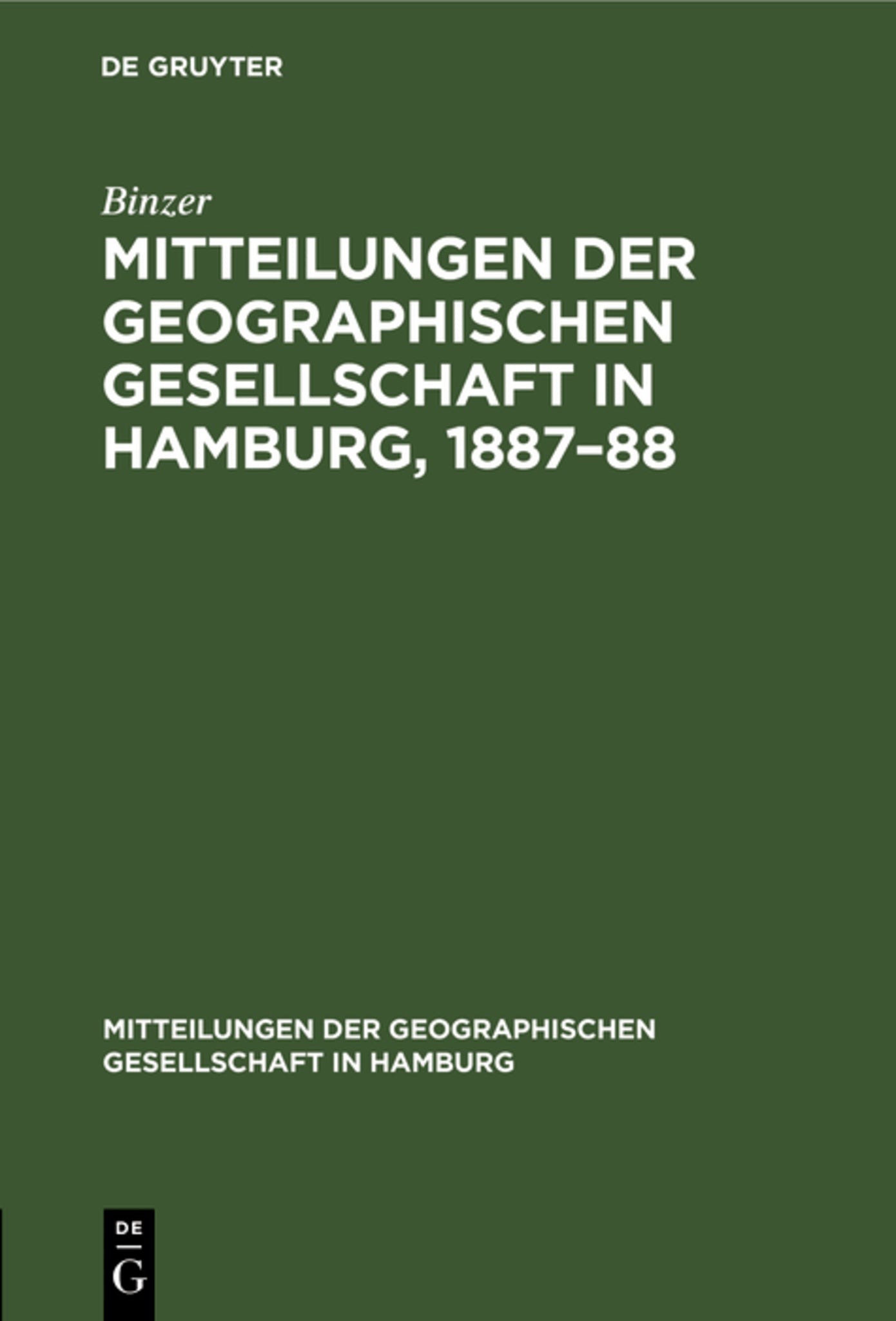 Mitteilungen der Geographischen Gesellschaft in Hamburg, 1887–88