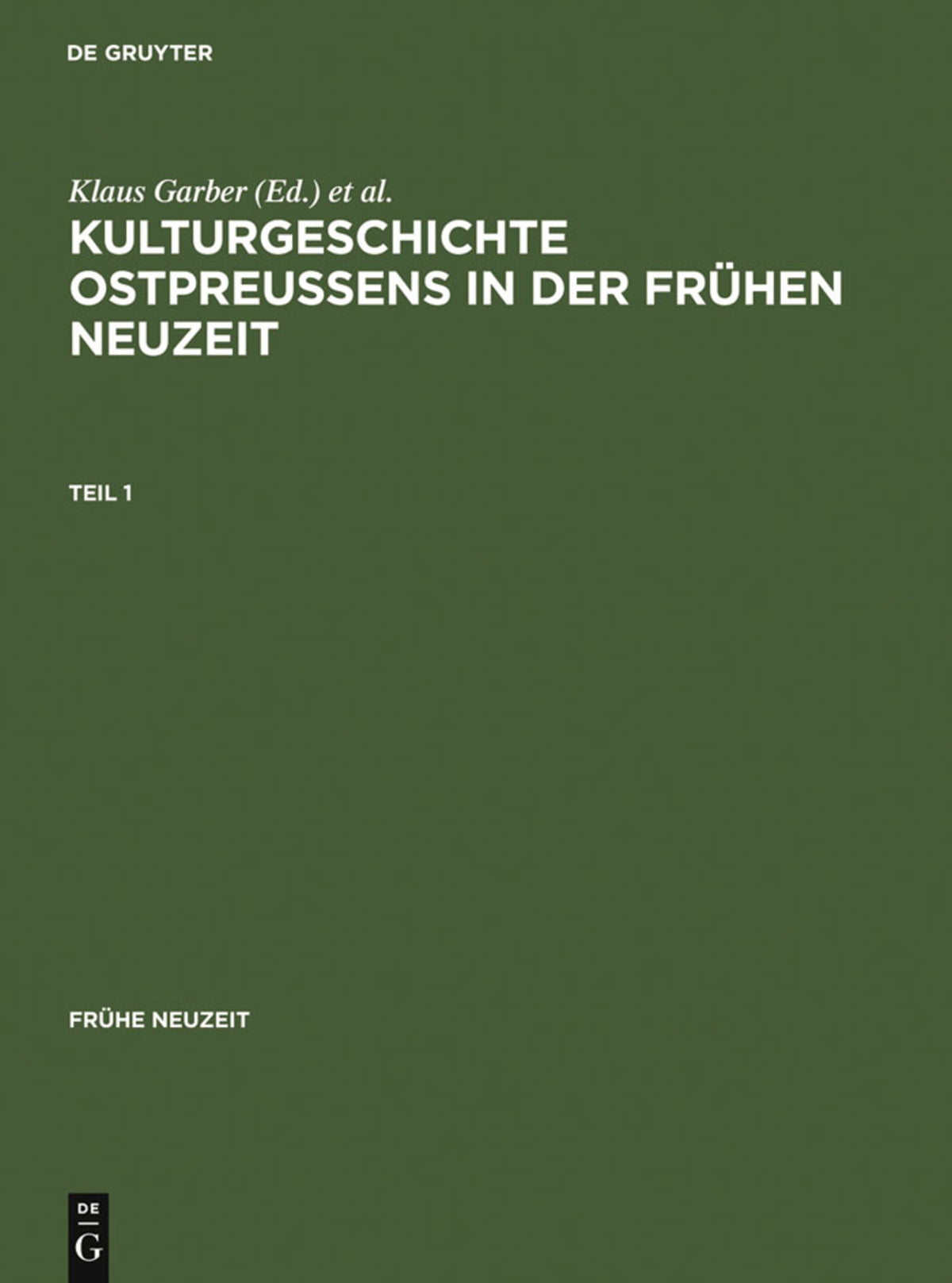 Cover image for Kulturgeschichte Ostpreussens in der Frühen Neuzeit ISBN 9783484365568