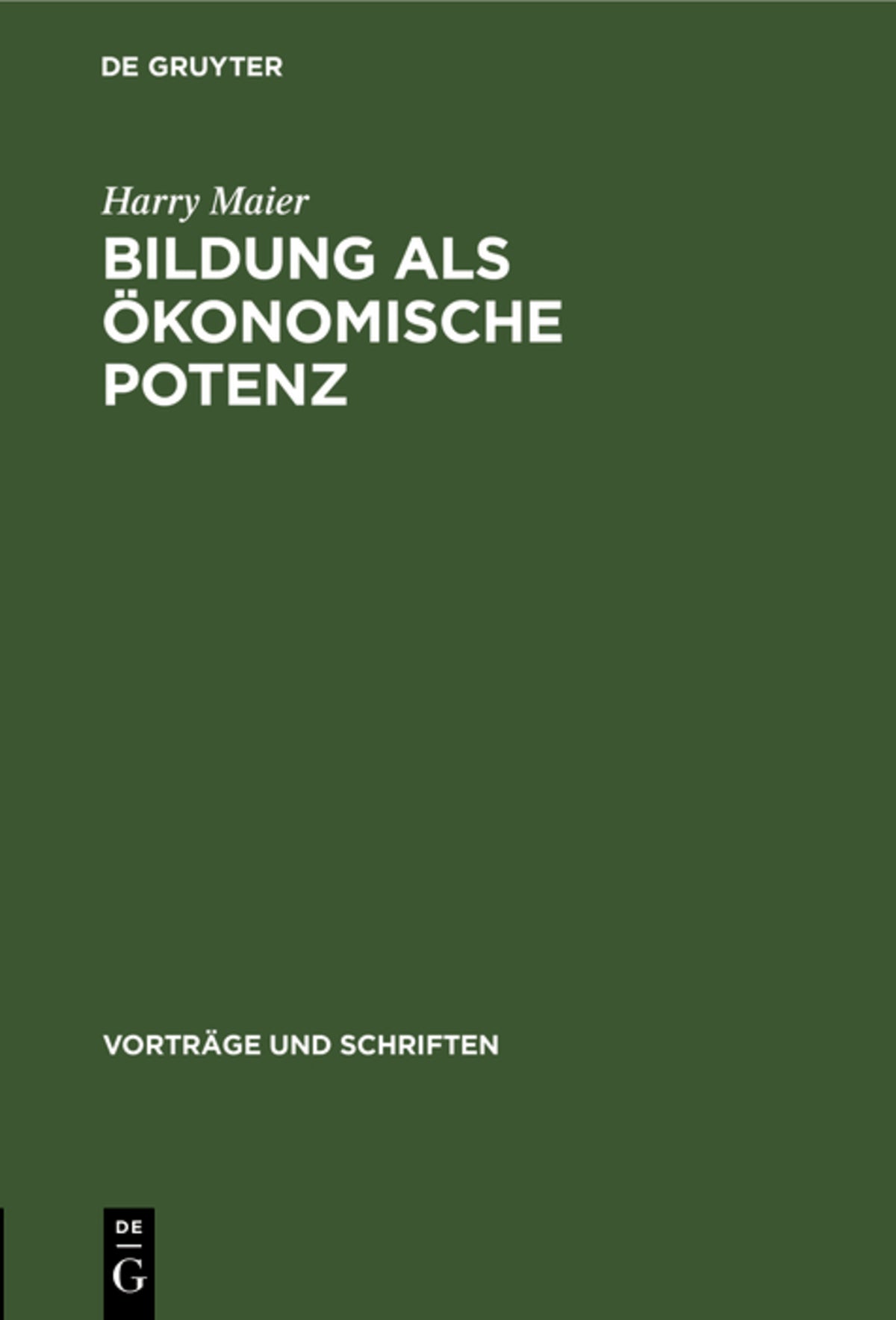 Cover image for Bildung als ökonomische Potenz ISBN 9783112537619