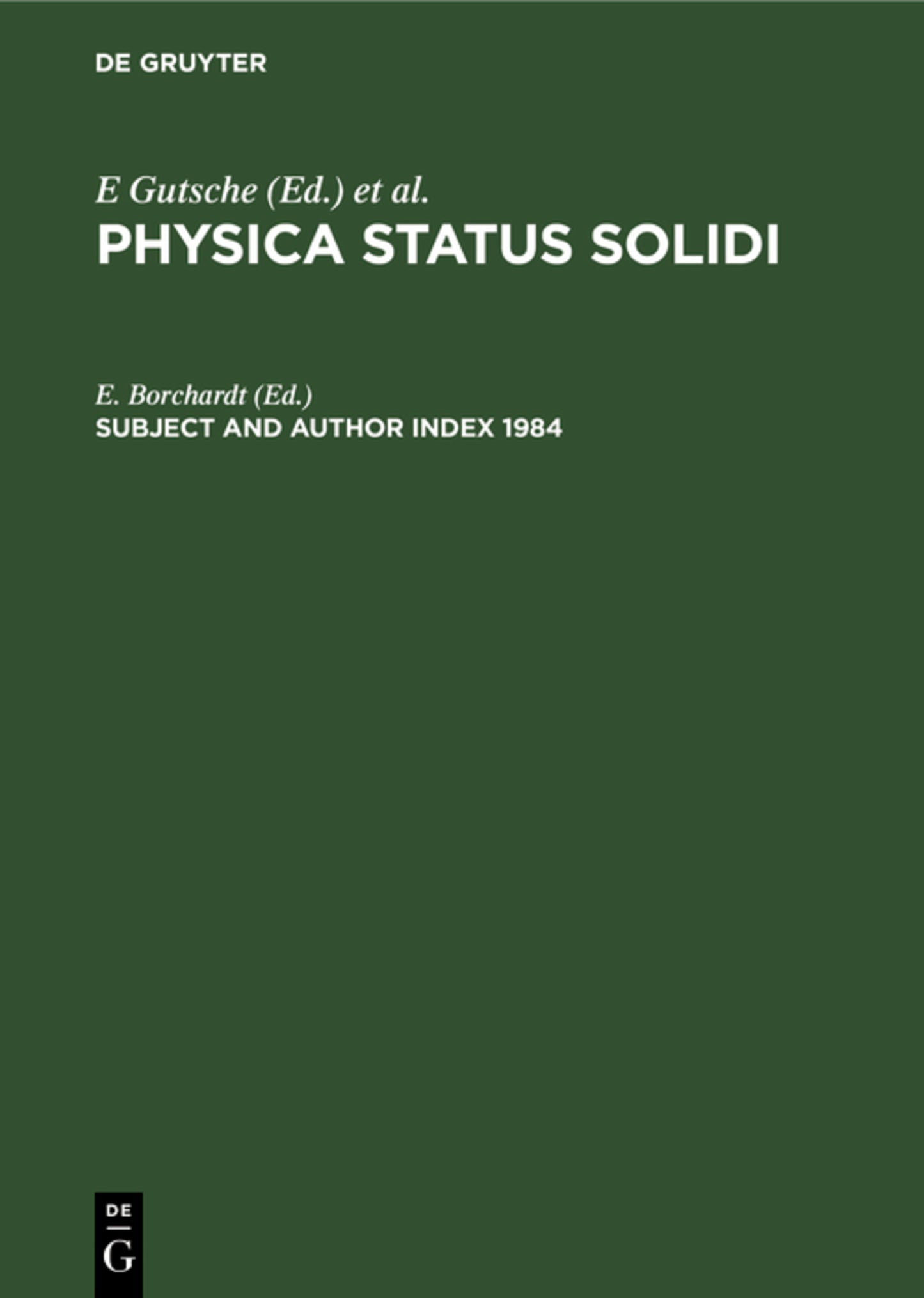Subject and Author Index 1984