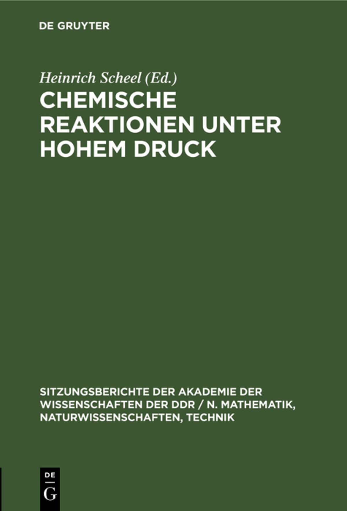 Cover image for Chemische Reaktionen unter hohem Druck ISBN 9783112502914
