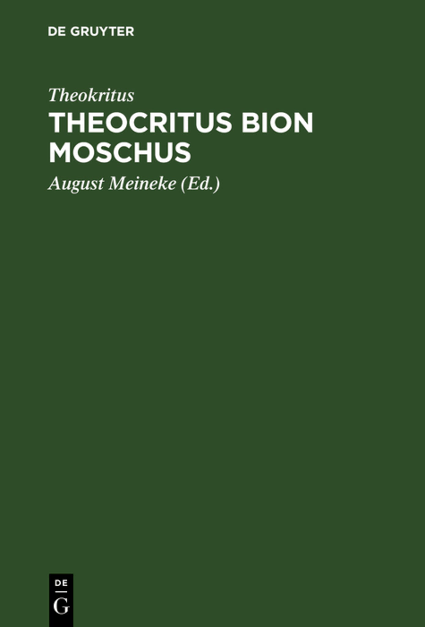 Cover image for Theocritus Bion Moschus ISBN 9783111280943
