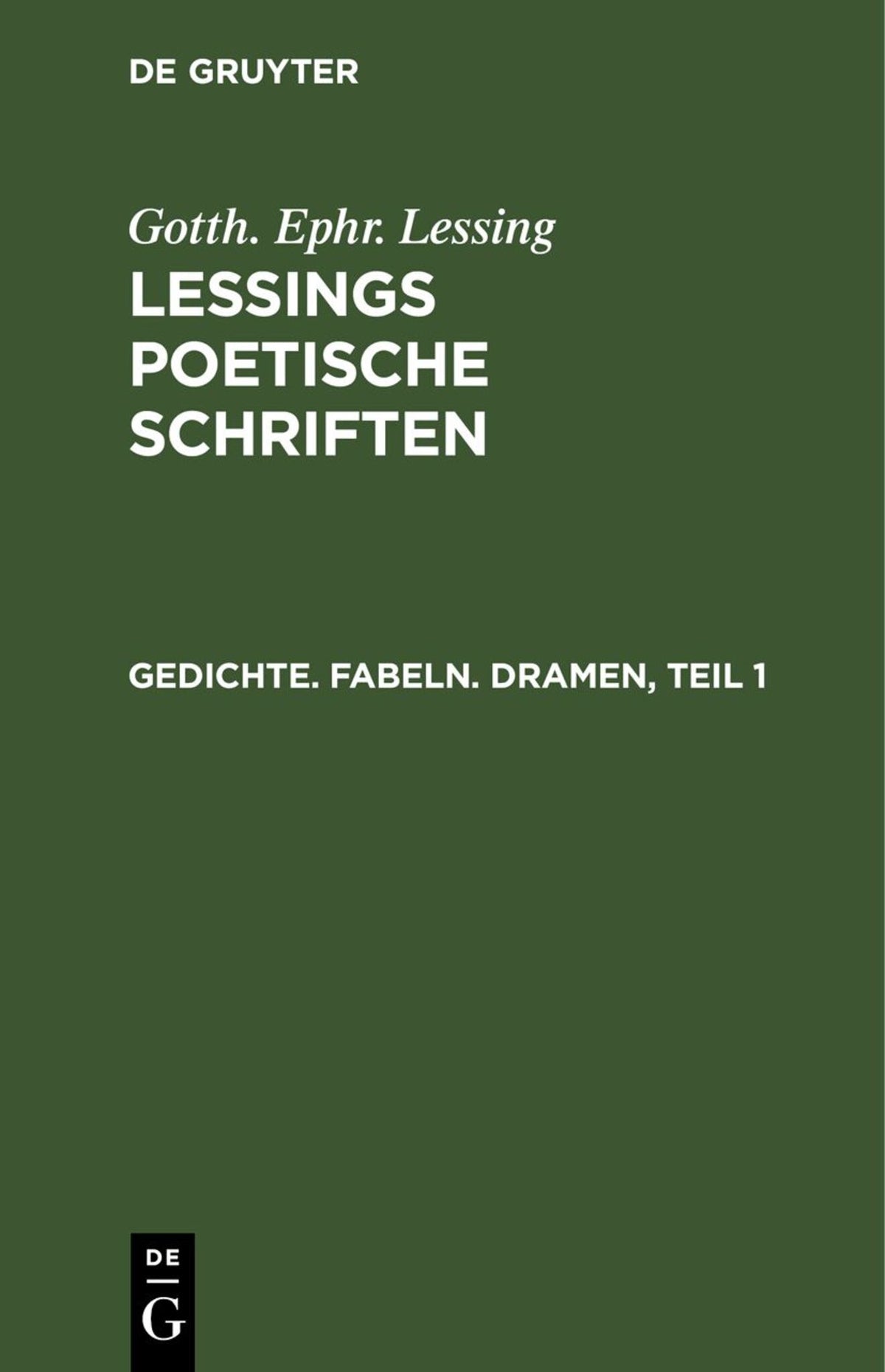 Cover image for Gedichte. Fabeln. Dramen, Teil 1 ISBN 9783112383711
