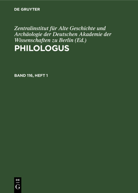 Philologus. Band 116, Heft 1