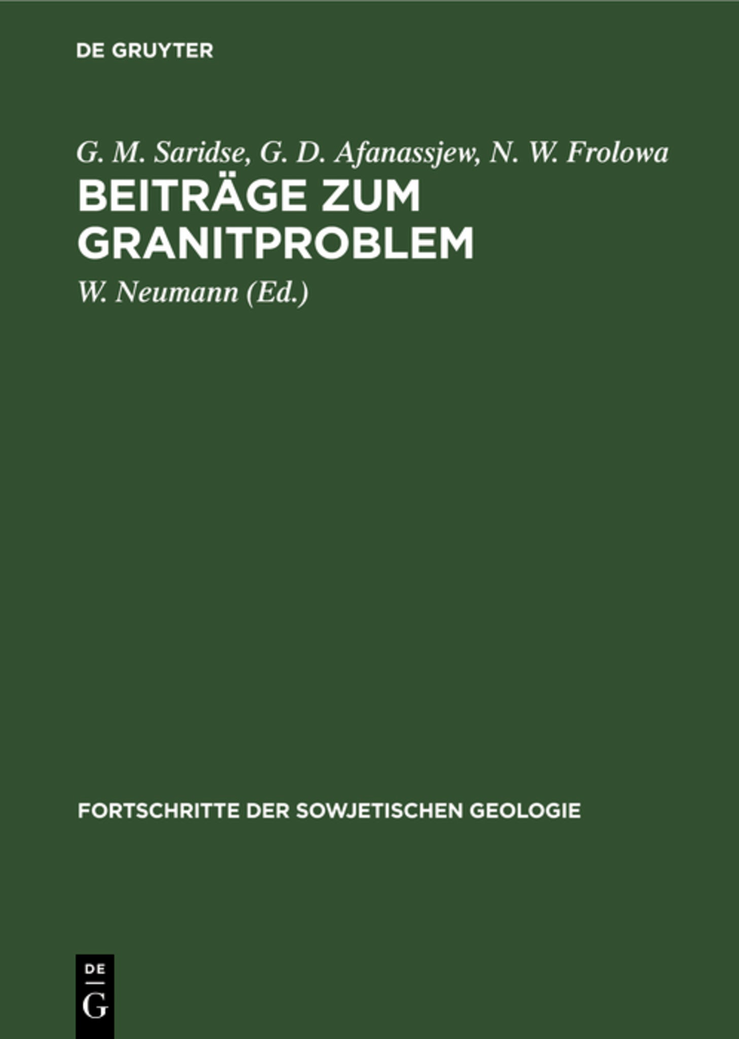 Beiträge zum Granitproblem