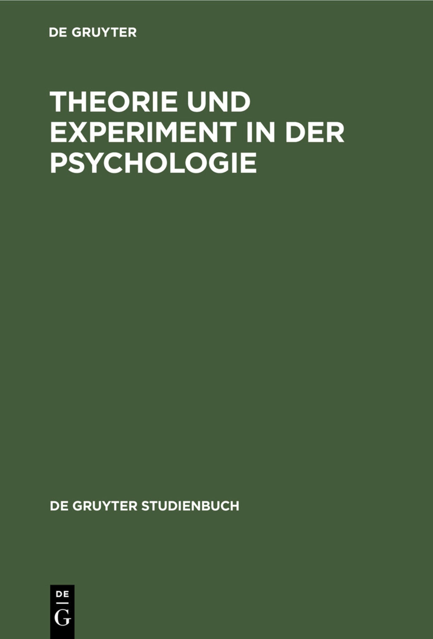Cover image for Theorie und Experiment in der Psychologie ISBN 9783110023978