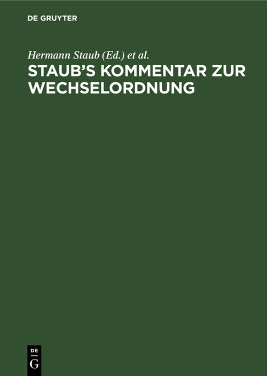 Staub's Kommentar zur Wechselordnung