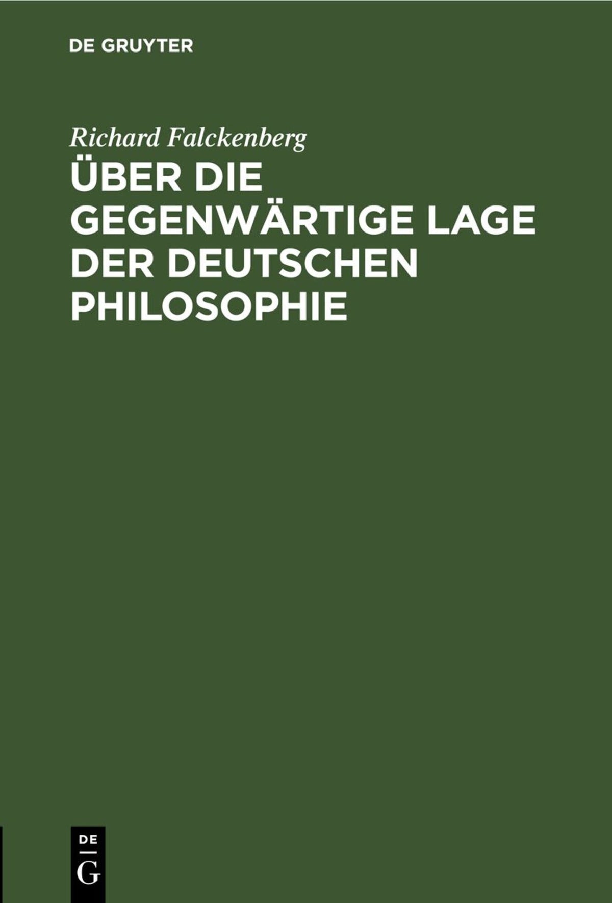 Cover image for Über die gegenwärtige Lage der deutschen Philosophie ISBN 9783112669112