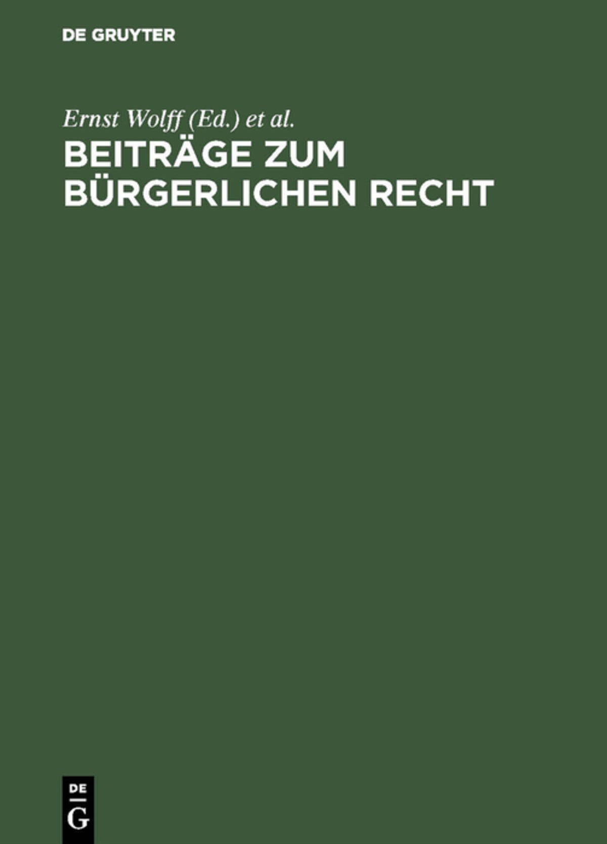 Cover image for Beiträge zum bürgerlichen Recht ISBN 9783111150215