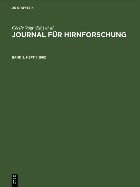 Journal für Hirnforschung. Band 5, Heft 1