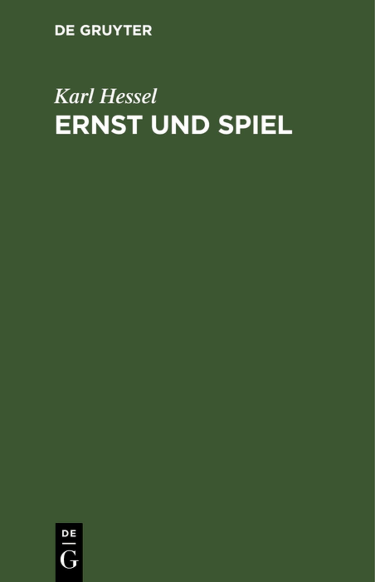 Cover image for Ernst und Spiel ISBN 9783112346518