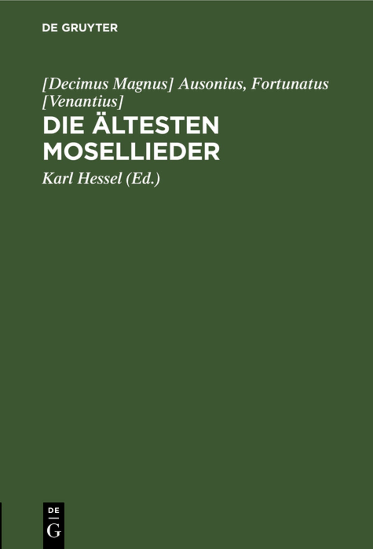 Cover image for Die ältesten Mosellieder ISBN 9783111317458