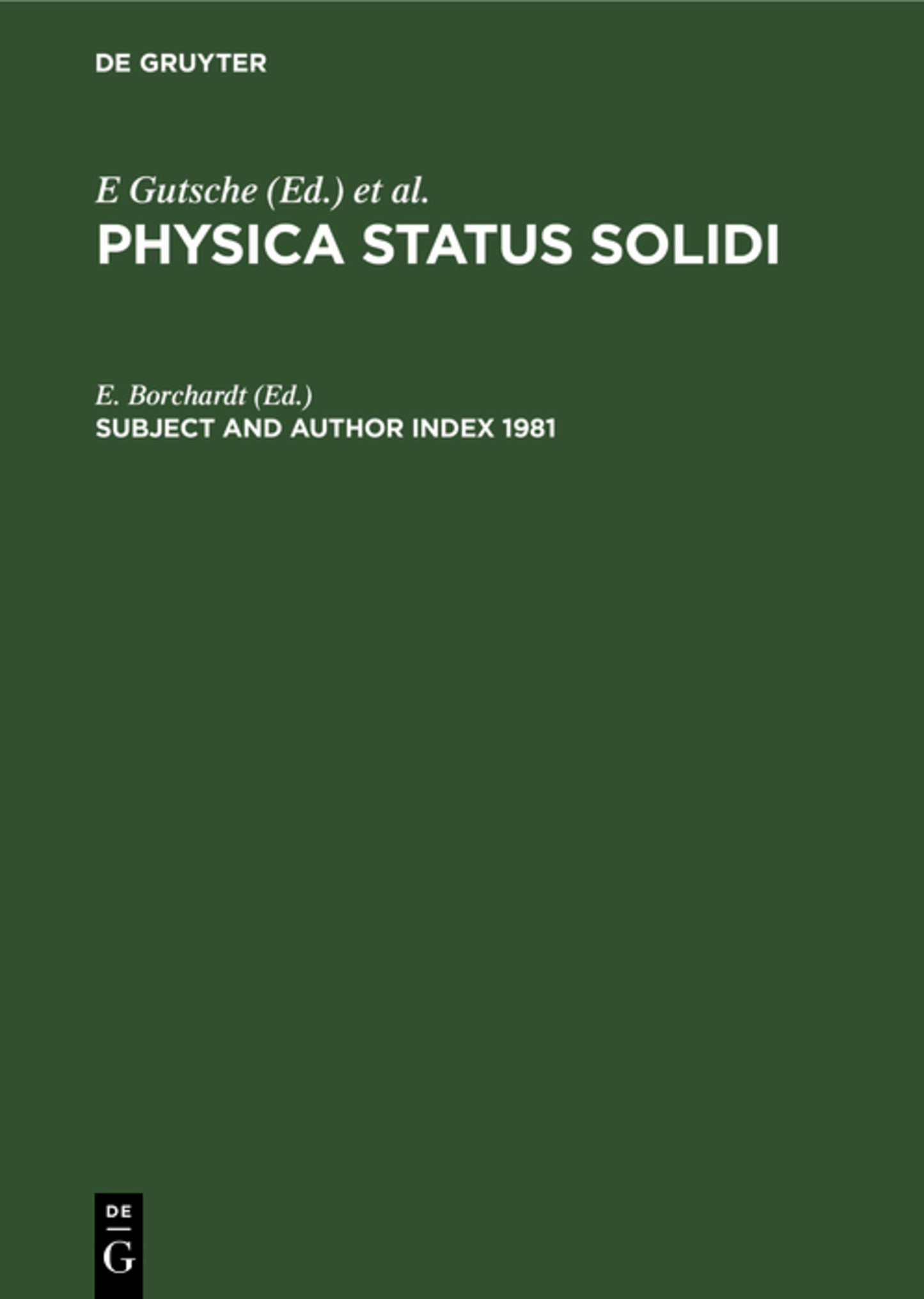 Subject and Author Index 1981