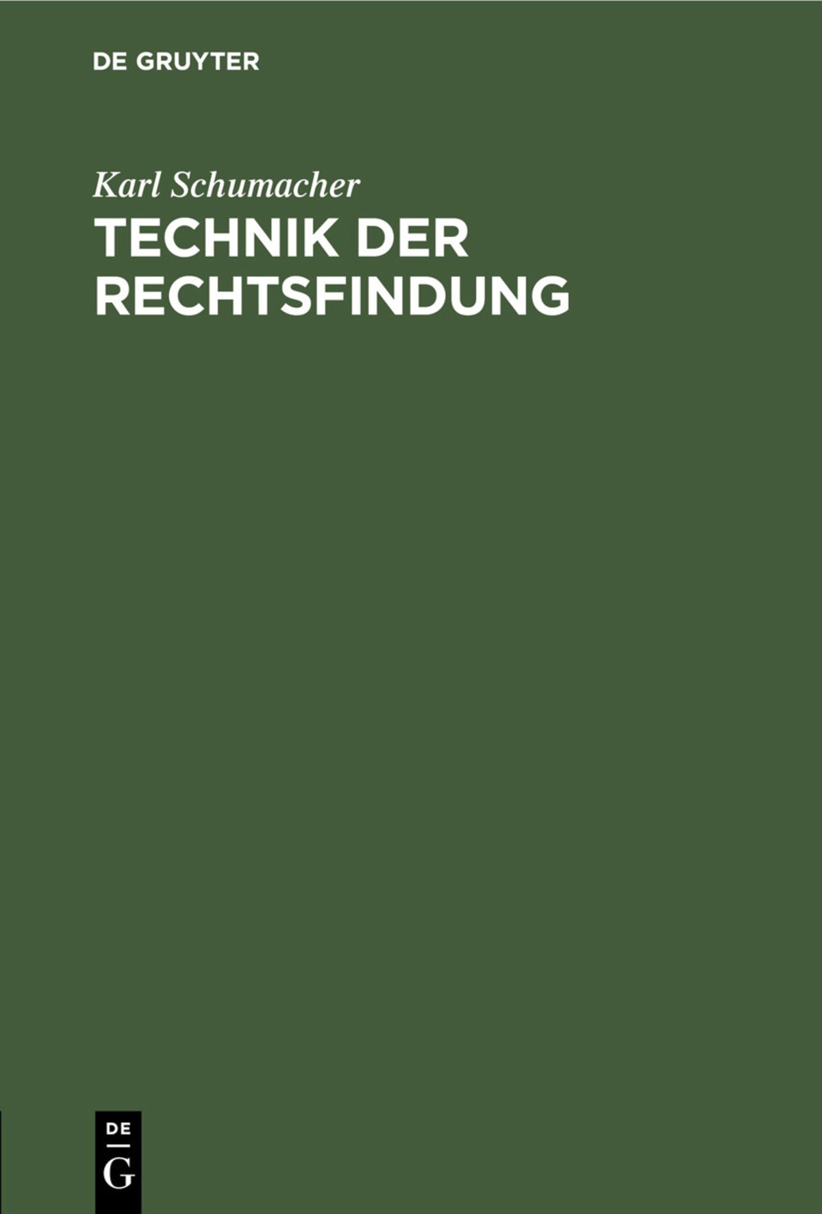 Cover image for Technik der Rechtsfindung ISBN 9783112425756