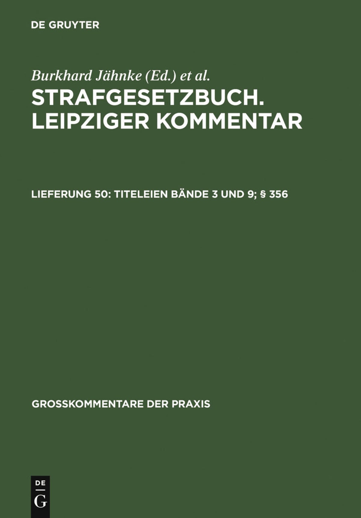 Cover image for Titeleien Bände 3 und 9; § 356 ISBN 9783899491722
