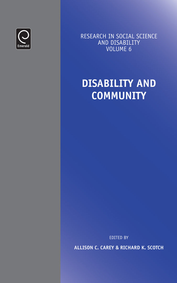 Cover image for Disability and Community ISBN 9780857247995