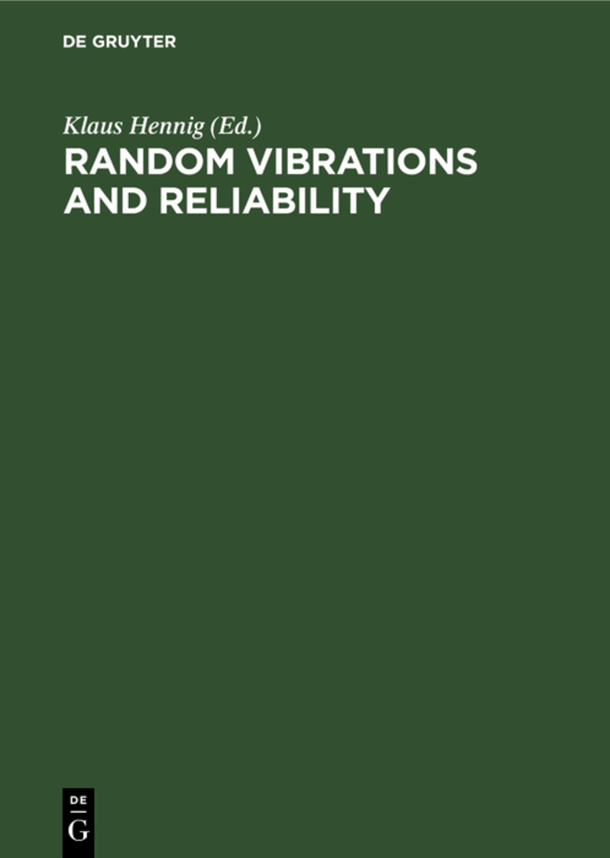 Cover image for Random Vibrations and Reliability ISBN 9783112612675