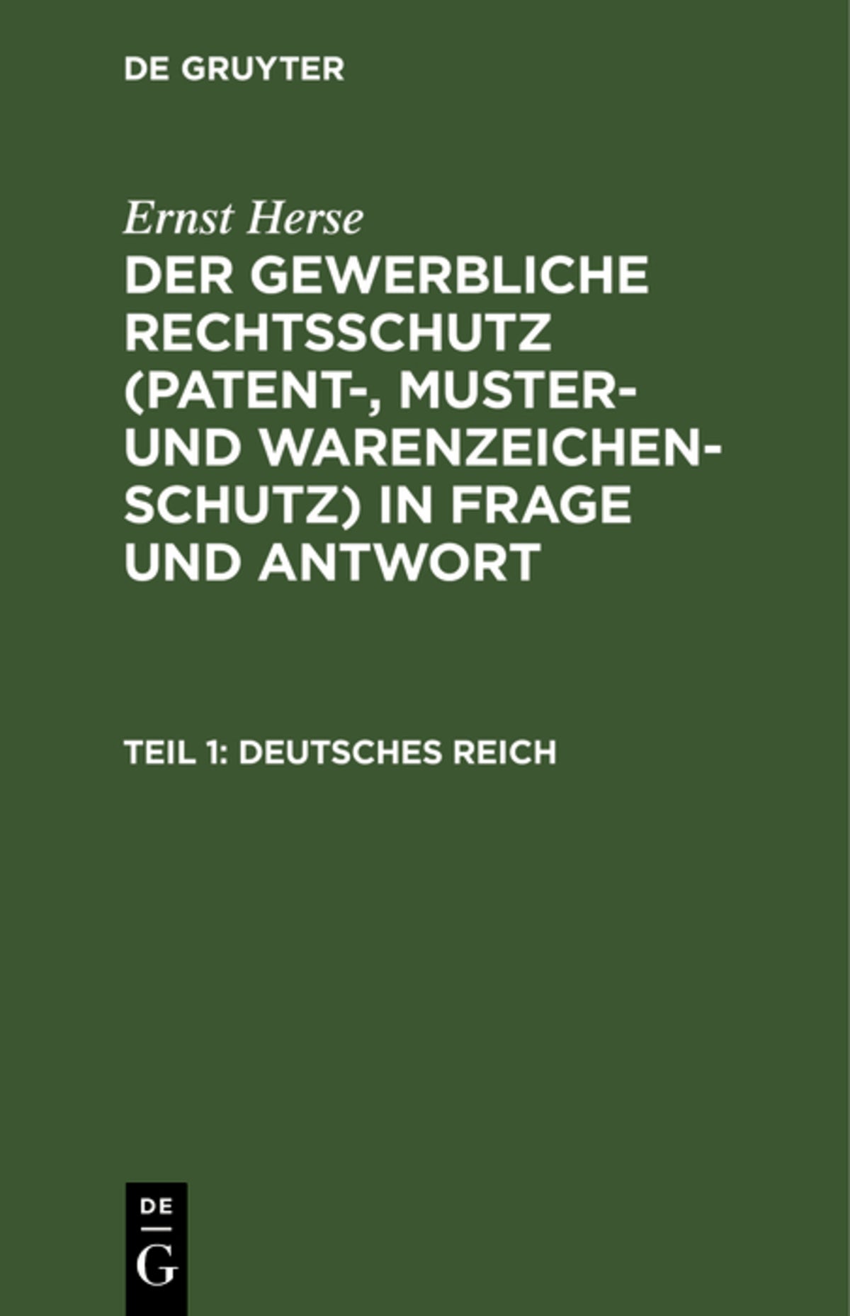Cover image for Deutsches Reich ISBN 9783112671115