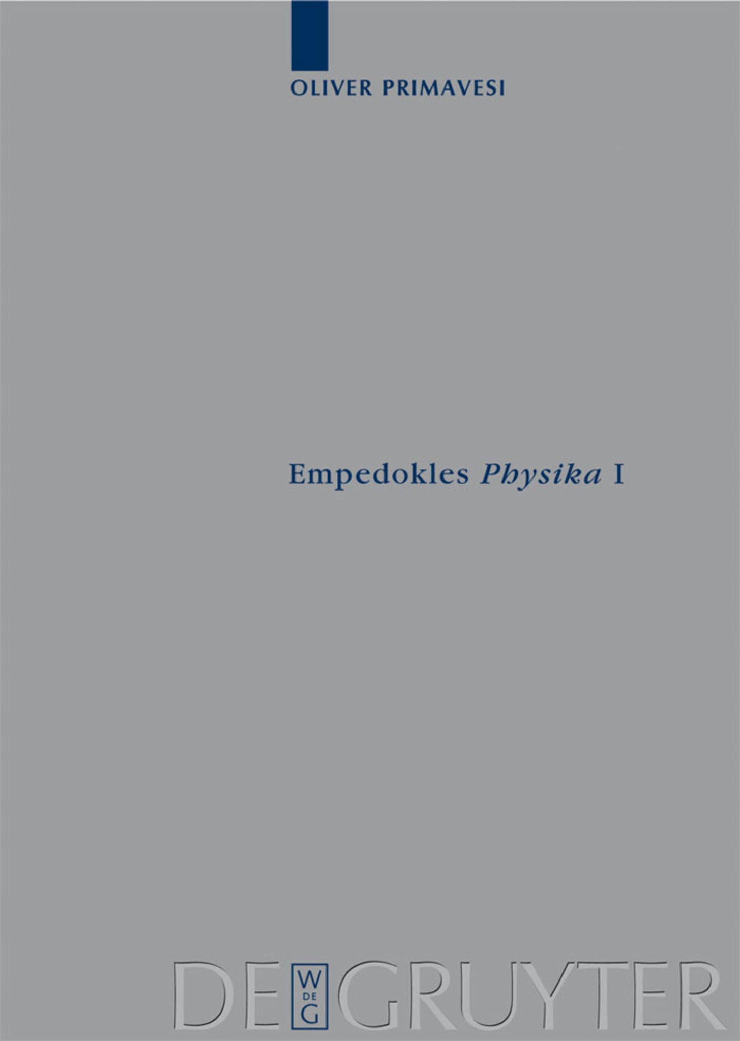 Cover image for Empedokles "Physika" I ISBN 9783110209259