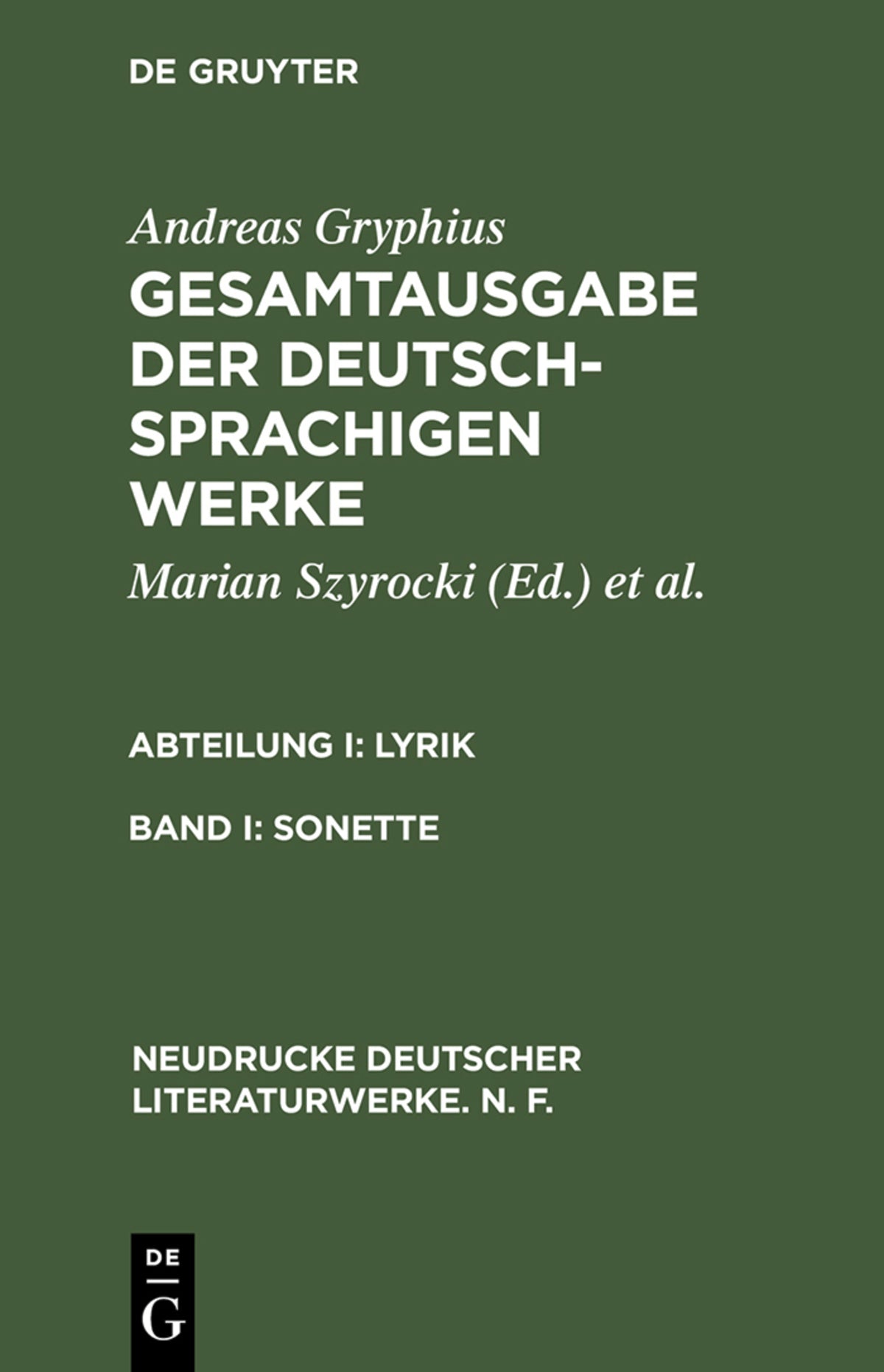 Cover image for Sonette ISBN 9783484170117