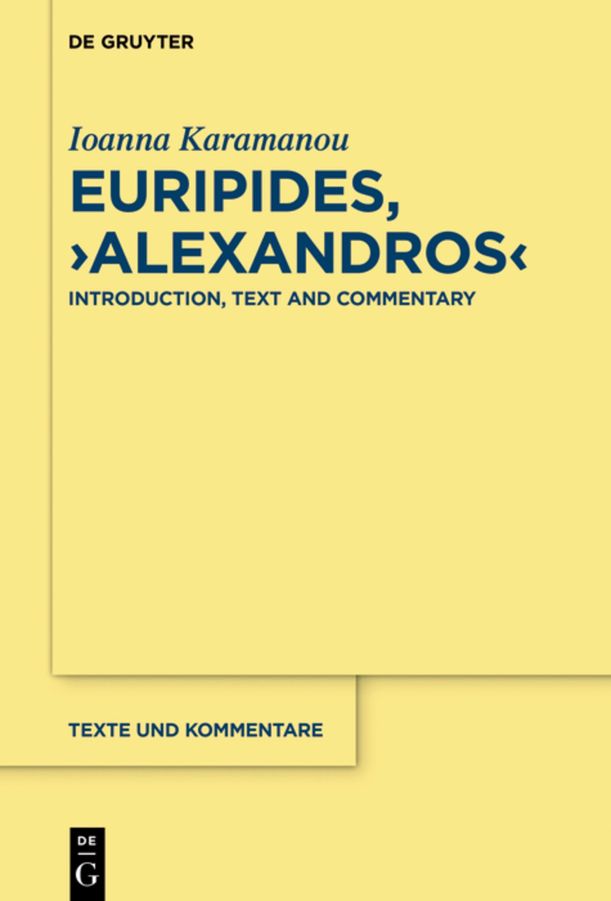 Cover image for Euripides, "Alexandros" ISBN 9783110534023