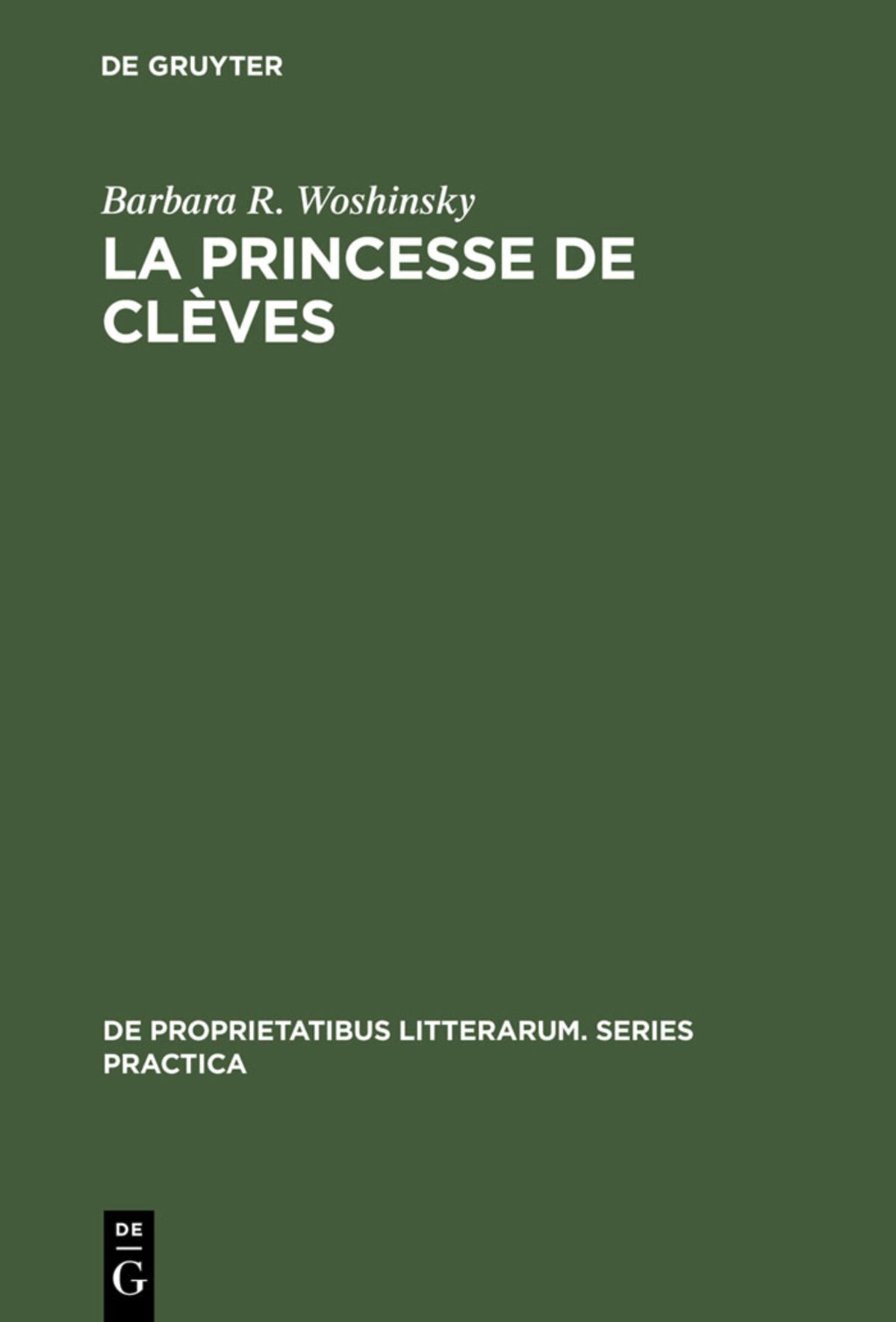 Cover image for La princesse de Clèves ISBN 9783110991703