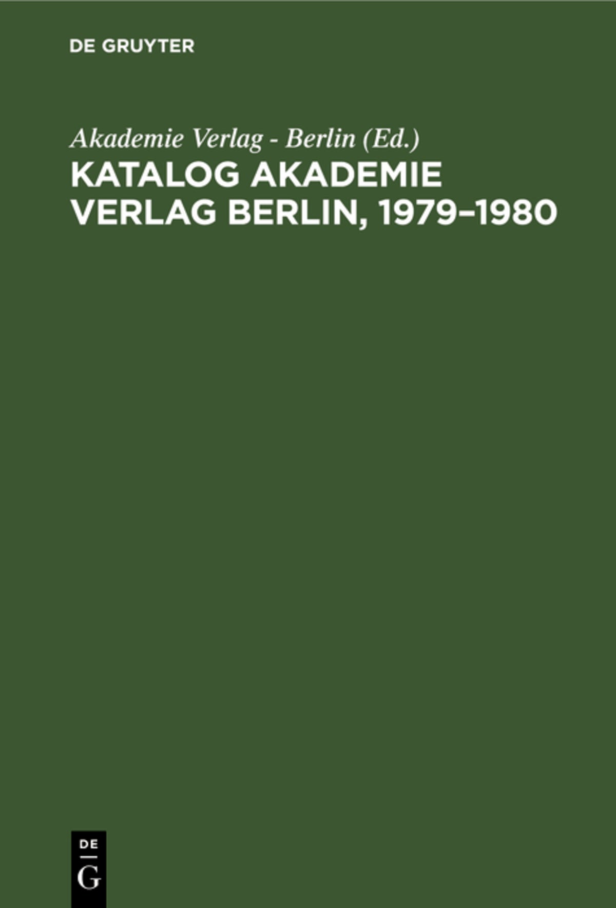 Katalog Akademie Verlag Berlin, 1979–1980